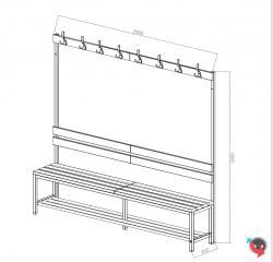 Sitzbank-Garderobe, mit Holz-Sitzbankauflagen